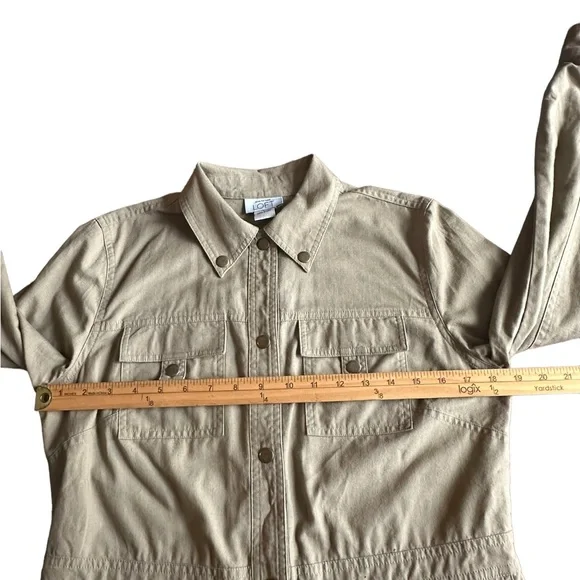 LOFT Size L Womens‎ Beige Khaki Military Cargo Jacket Cotton - Picture 9 of 12